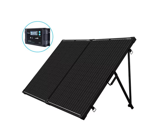 200-Watt 12-Volt Foldable Suitcase Off-Grid Solar Kit Built-in Kickstand w/ Waterproof 20A PWM Voyager Charge Controller