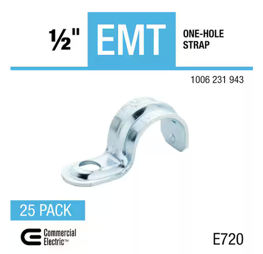 1/2 in. Electrical Metallic Tubing (EMT) One-Hole Strap (25-Pack) - 91006231943