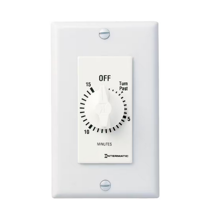 FD Decorator Series 20 Amp 15-Minute In-Wall Auto-Off Spring Wound Timer, White