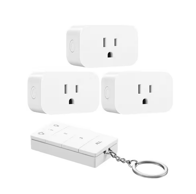 Indoor Wireless Remote Control Outlet Switch Set, White, 1 Remote Plus 3 Outlet - 91011953323