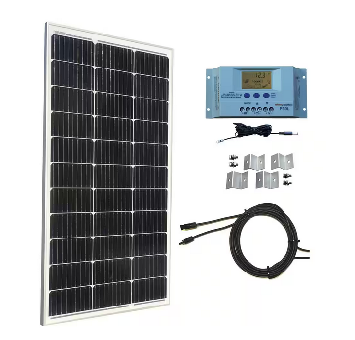 100-Watt Monocrystalline Solar Panel Kit with 30 Amp Solar Charge Controller - 91007714063