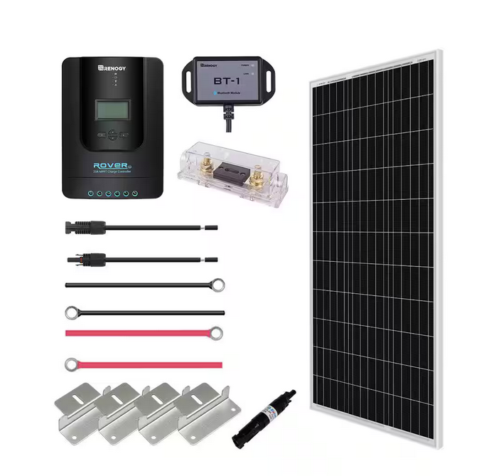 100-Watt 12-Volt Off-Grid Solar Premium Kit w/ 1-Piece 100W Monocrystalline Panel and 20A MPPT Rover Charge Controller - 91003442862