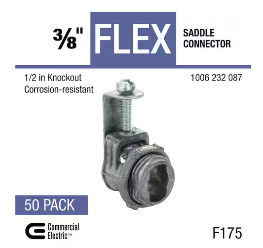 3/8 in. (1/2 in. knockout) Flexible Metal Conduit (FMC) Saddle Connector (50-Pack) - 91006232087