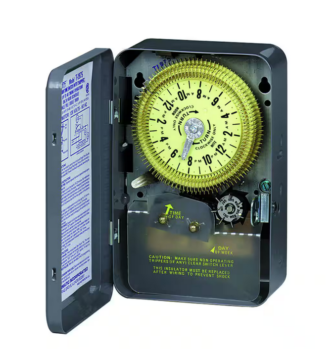 T1970 Series 20-Amp 24-Hour Mechanical Time Switch with Skipper and Indoor Enclosure - Gray - 91001264341