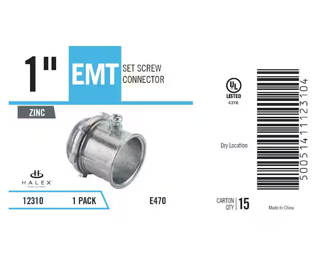 1 in. Electrical Metallic Tube (EMT) Set-Screw Connector - 9924608