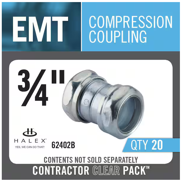 3/4 in. Electrical Metallic Tube (EMT) Compression Coupling (20-Pack) - 91001403069