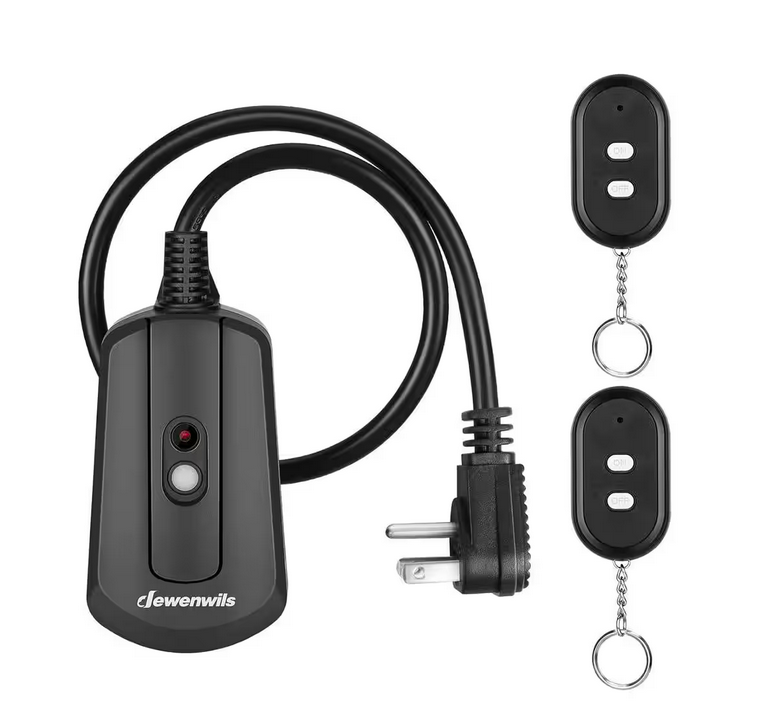 Remote Control Outlet with 2 Wireless Remotes, Weatherproof Remote Light Switch, 2 ft. Long Extension Cord, 100 ft. - 91011964525