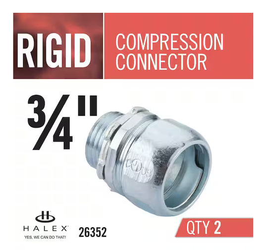 3/4 in. Rigid Threadless Compression Conduit Connectors (2-Pack) - 9181307