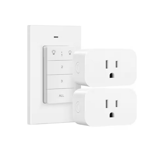 2 Independent Control Sockets Electrical Remote Outlet Switch for Plug in Pendant Light - 91011953352