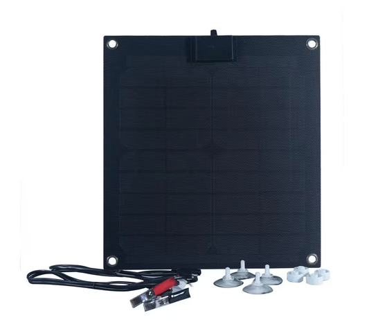 15-Watt Semi-Flex Monocrystalline Solar Panel with Charge Controller for 12-Volt Battery Charging \