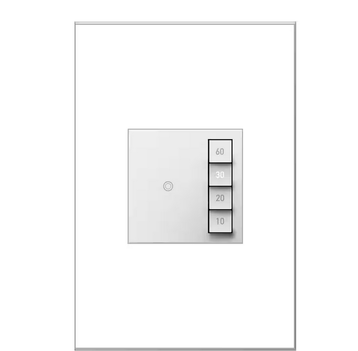 Adorne Sensa 15 Amp 60, 40, 20, 10 Minute Single-Pole/3-Way Indoor Countdown Timer Switch with Microban, White - 9856227