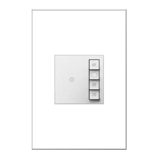 Adorne Sensa 15 Amp 60, 40, 20, 10 Minute Single-Pole/3-Way Indoor Countdown Timer Switch with Microban, White - 9856227