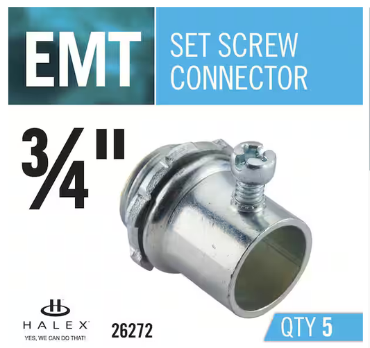 3/4 in. Electrical Metallic Tube (EMT) Set-Screw Connectors (5-Pack) - 9402958