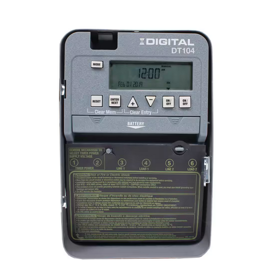 DT Series 2-Circuit 20 Amp 24 Hour Indoor Surface Mount Timer with Battery Backup, Gray - 91004087567