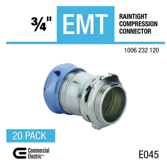 3/4 in. Electrical Metallic Tubing (EMT) Raintight Compression Connector (20-Pack) - 91006232120