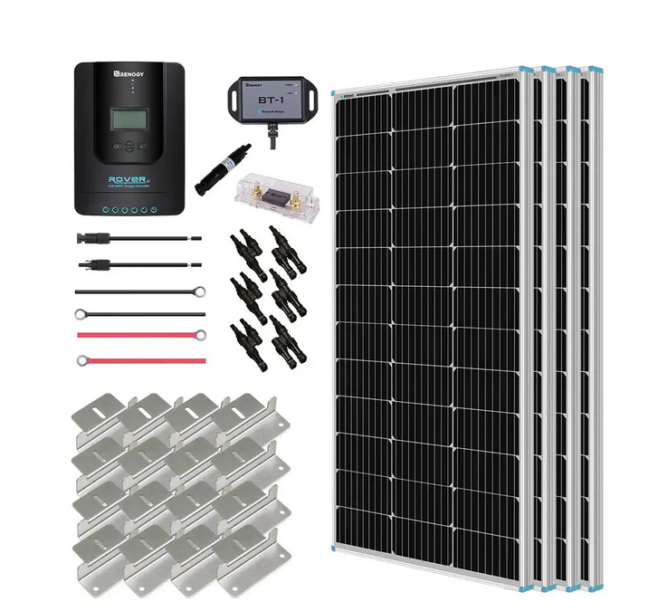 400-Watt 12-Volt Off-Grid Solar Premium Kit w/ 4-Piece 100W Monocrystalline Panel and 40A MPPT Rover Charge Controller