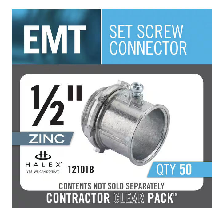 1/2 in. Electrical Metallic Tube (EMT) Set-Screw Connector (50-Pack) - 9921068