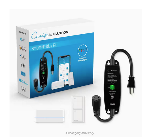 Caseta Outdoor Smart Plug On/Off Switch Holiday Light Starter Kit with Smart Hub and Remote, String Lights/Inflatables - 91010316251