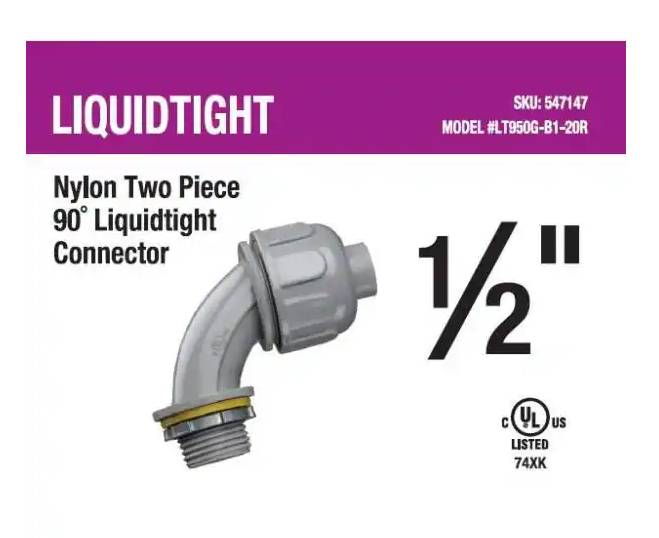 1/2 in. 2-Piece 90° Liquid Tight Connector - 9547147