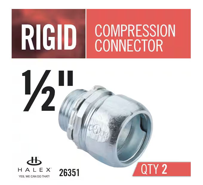 1/2 in. Rigid Compression Connector (2-Pack) - 9181293