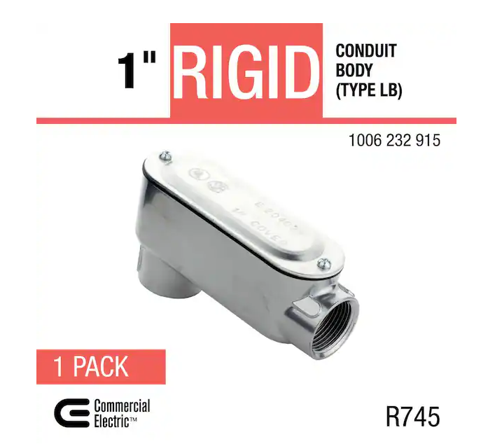 1 in. Rigid Metal Conduit (RMC) Threaded Conduit Body with Stamped Cover (Type LB) - 91006232915