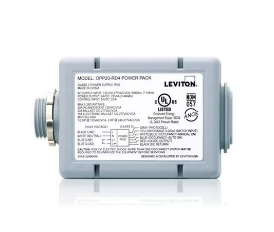 20 Amp Power Pack for Occupancy Sensors: Auto-On, Photocell, Latching Relay, Gray