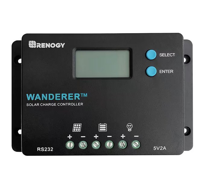 Wanderer 12/24-Volt 10 Amp PWM Solar Charge Controller with USB Ports