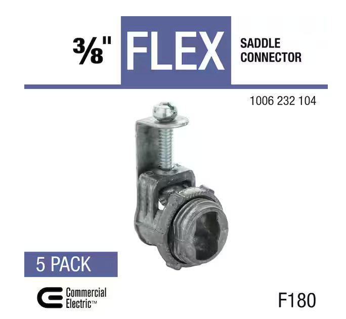 3/8 in. (1/2 in. knockout) Flexible Metal Conduit (FMC) Saddle Connector (5-Pack) - 91006232104