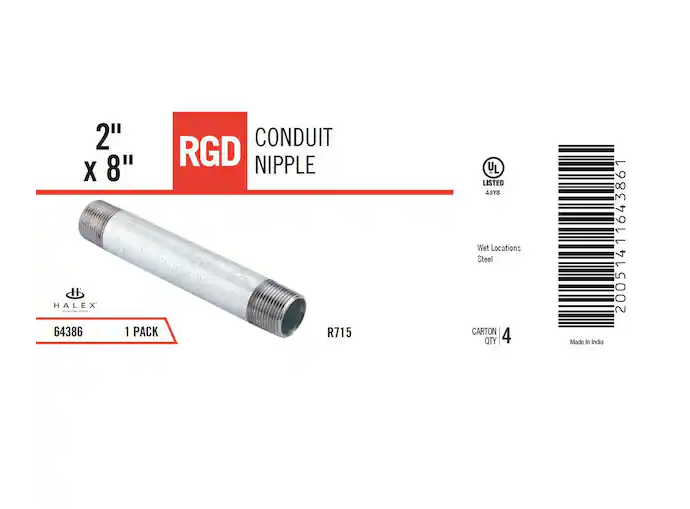 2 in. x 8 in. Rigid Conduit Nipple - 9274680