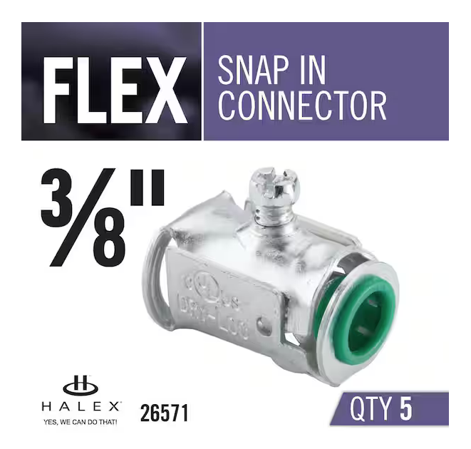 3/8 in. Flexible Metal Conduit (FMC) Snap-In Connectors (5-Pack) - 9307530