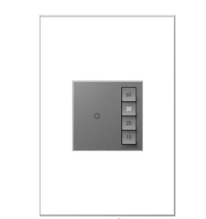Adorne Sensa 15 Amp 60, 40, 20, 10 Minute Single-Pole/3-Way Indoor Countdown Timer Switch with Microban, Magnesium - 9856223