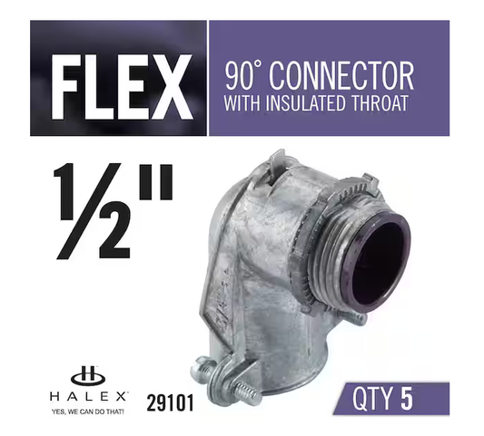 1/2 in. Flexible Metal Conduit (FMC) 90° Insulated Throat Connector (5-Pack) - 9475276