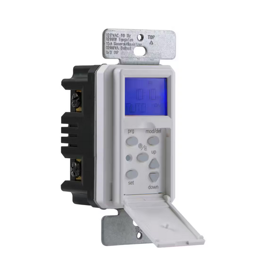 5 Amp 30-Minutes Indoor In-Wall Digital Programmable Timer, White - 91002229532