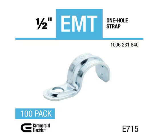 1/2 in. Electrical Metallic Tubing (EMT) One-Hole Strap (100-Pack) - 91006231840