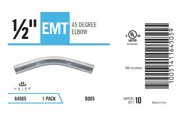 1/2 in. Electrical Metallic Tube (EMT) 45° Elbow - 9292639