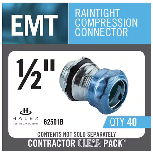 1/2 in. Electrical Metallic Tube Raintight Compression Connectors (40-Pack) - 91002085769