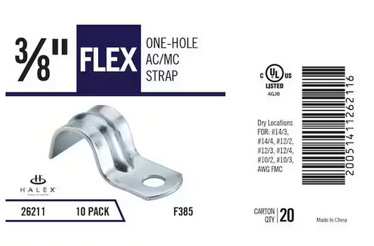 3/8 in. Flexible Metal Conduit (FMC) 1-Hole Conduit Straps (10-Pack) - 9811458