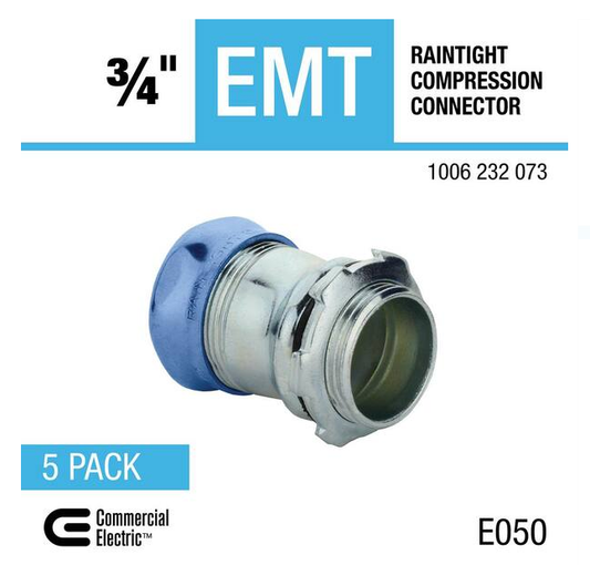 3/4 in. Electrical Metallic Tubing (EMT) Raintight Compression Connector (5-Pack) - 91006232073