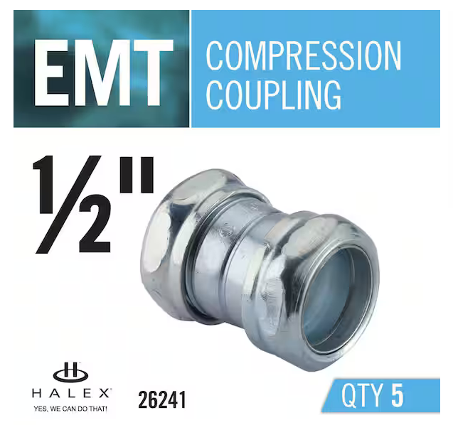 1/2 in. Electrical Metallic Tube (EMT) Compression Coupling (5-Pack) - 9403601