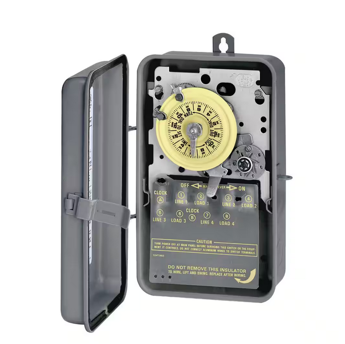 T170 Series 40 Amp 24-Hour Mechanical Time Switch with Skipper and Outdoor Enclosure - Gray - 91001264330