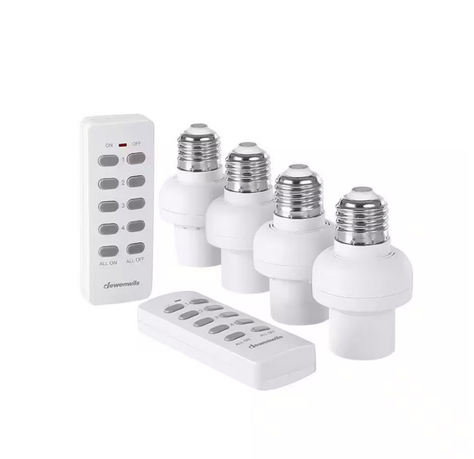 120-Volt Remote Control Light Bulb Socket Switch Kit, White (2 Remote Plus 4 Socket) - 91011163798