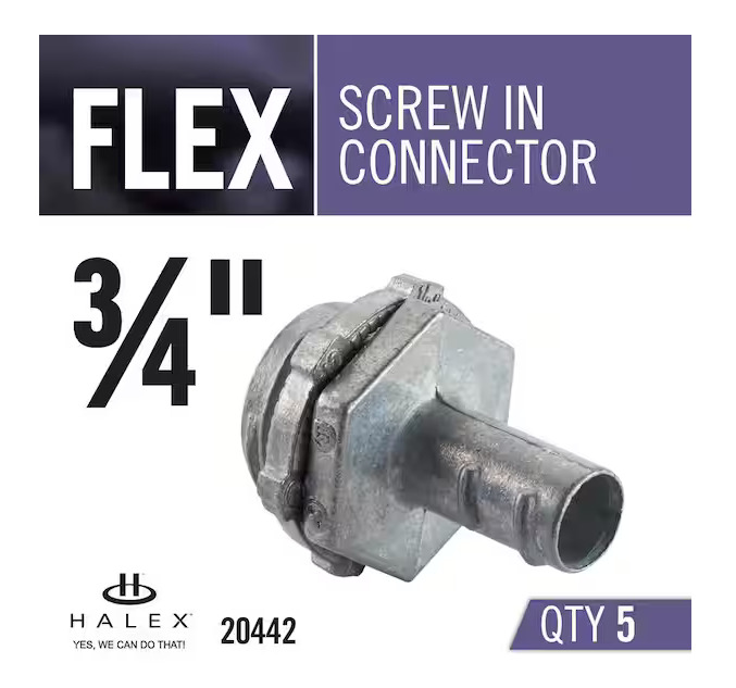 3/4 in. Standard Fitting Metal Conduit (FMC) Screw-In Connector (5-Pack) - 9404225