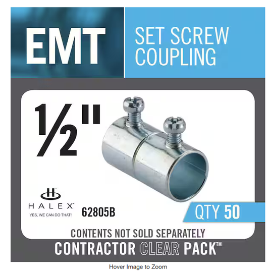 1/2 in. Standard Fitting Electric Metallic Tube (EMT) Set-Screw Coupling (50-Pack) - 9286319