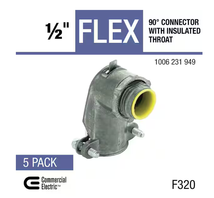 1/2 in. Flexible Metal Conduit (FMC) 90-Degree Connector with Insulated Throat (5-Pack) - 91006231949