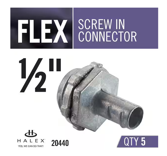 1/2 in. Flexible Metal Conduit (FMC) Screw-In Connector Standard Fitting (5-Pack) - 9839639