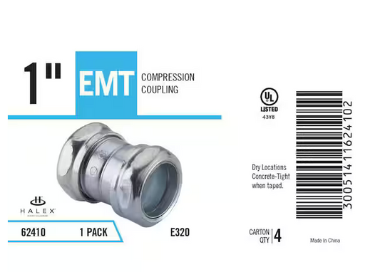 1 in. Electrical Metallic Tube (EMT) Compression Coupling (1-Pack) - 9605905