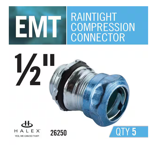 1/2 in. Electrical Metallic Tube (EMT) Rain Tight Connector (5-Pack) - 9174625