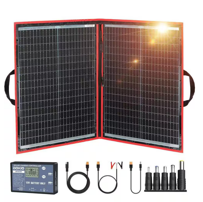 110-Watt Portable Foldable Solar Panel with 2 USB Output Sollar Controller, 12V Batteries and Power Station - 91011948086