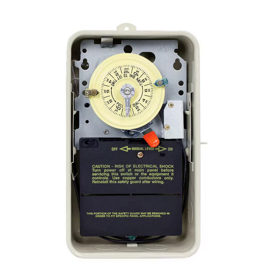 T100 Series 40 Amp 24-Hour Mechanical Time Switch with Outdoor Steel Enclosure and Pool Heater Protection - 91001264317