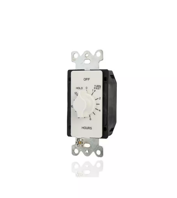 20 Amp 12-Hour In-Wall Auto-Off Spring Wound Timer, White